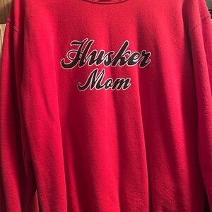 Red Husker Mom Nebraska Cornhuskers Crew Neck Sweatshirt. Gilden size small